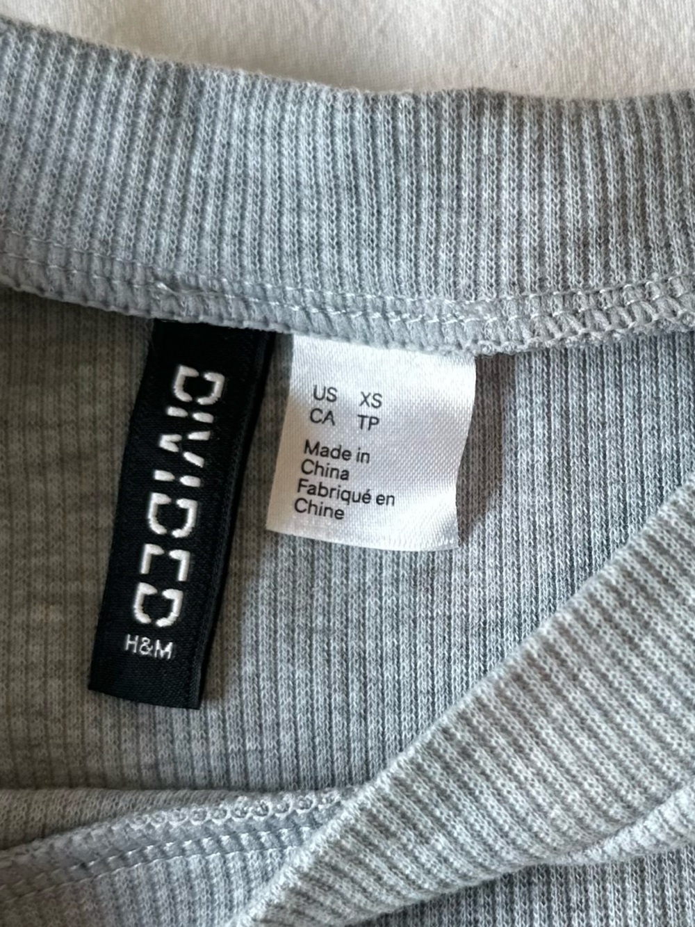 H&M Divided Gray Ribbed Ruched Drawstring Mini Dress XS - Picture 7 of 9